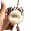 Rex Rabbit Fur Bow & Coal Ball Doll Keychain Pendant