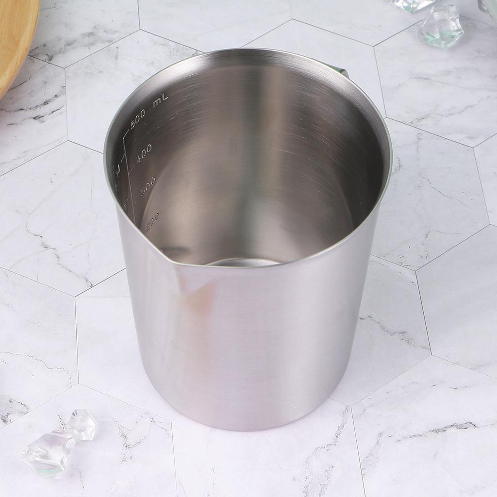500Ml Stainless Steel Liquid Measuring Cup Precision Graduated Scale Easy Clean Reusable Kitchen Baking Utensil Silver