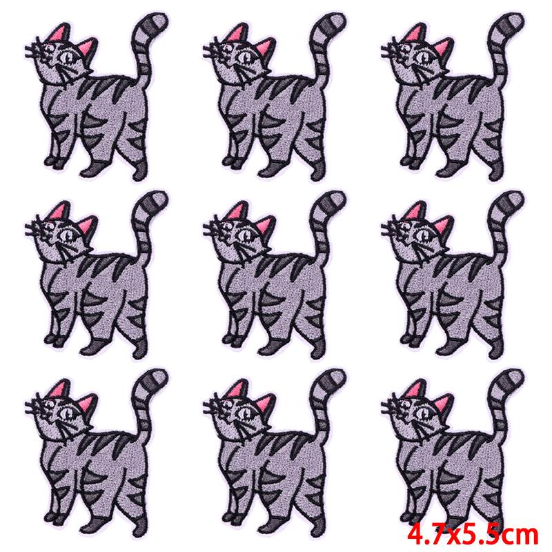 10Pcs/Lot Animal Embroidery Patch Iron On Patches For Clothing Cartoon Embroidered Patches For Clothes Cute Cat Patch Applique