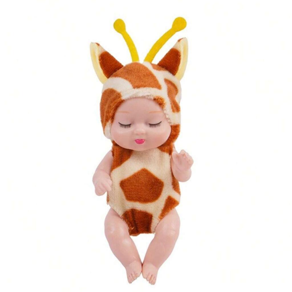 1/Pcs 4-Inch Mini Baby Reborn Doll 6-Piece Gift Set Cute Baby Doll Toy With Animal Clothes Can Sit Or Lie Down