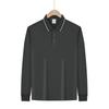 Men S Solid Color Long Sleeve Casual Thin Polo Shirt