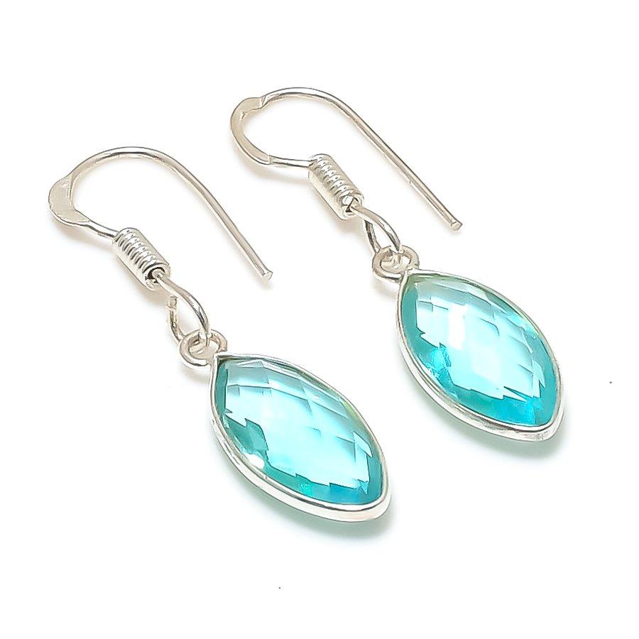 

Swiss Blue Topaz Gemstone 925 Sterling Silver Jewelry Earring 1.46 GK-6691