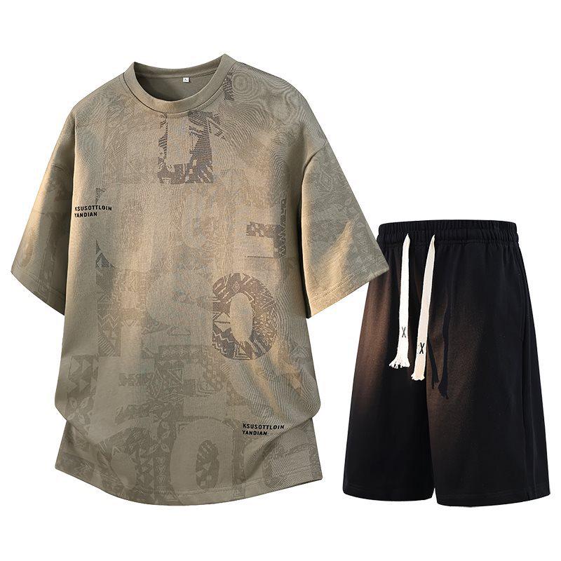 Men's Summer Casual Plus Size Two-Piece Set: Short Sleeve T-shirt & Loose Fit Shorts