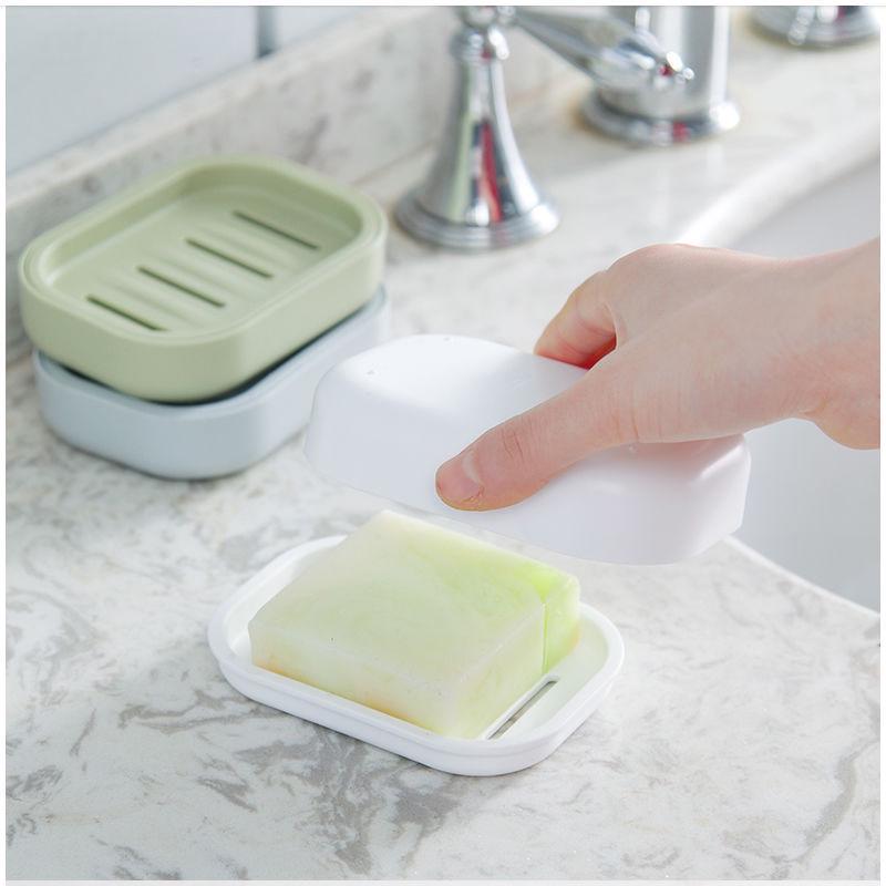 Double-Layered Japanese Soap Dish with Lid - Portable Draining Soap Holder for Travel and Bathroom Use