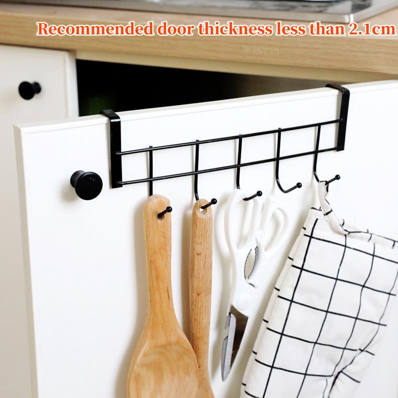 Over The Door 5 Hooks,Stainless Steel Cabinet Door Storage Holder,Multifunctional Organizer Rack for Closet Bathroom Kitchen