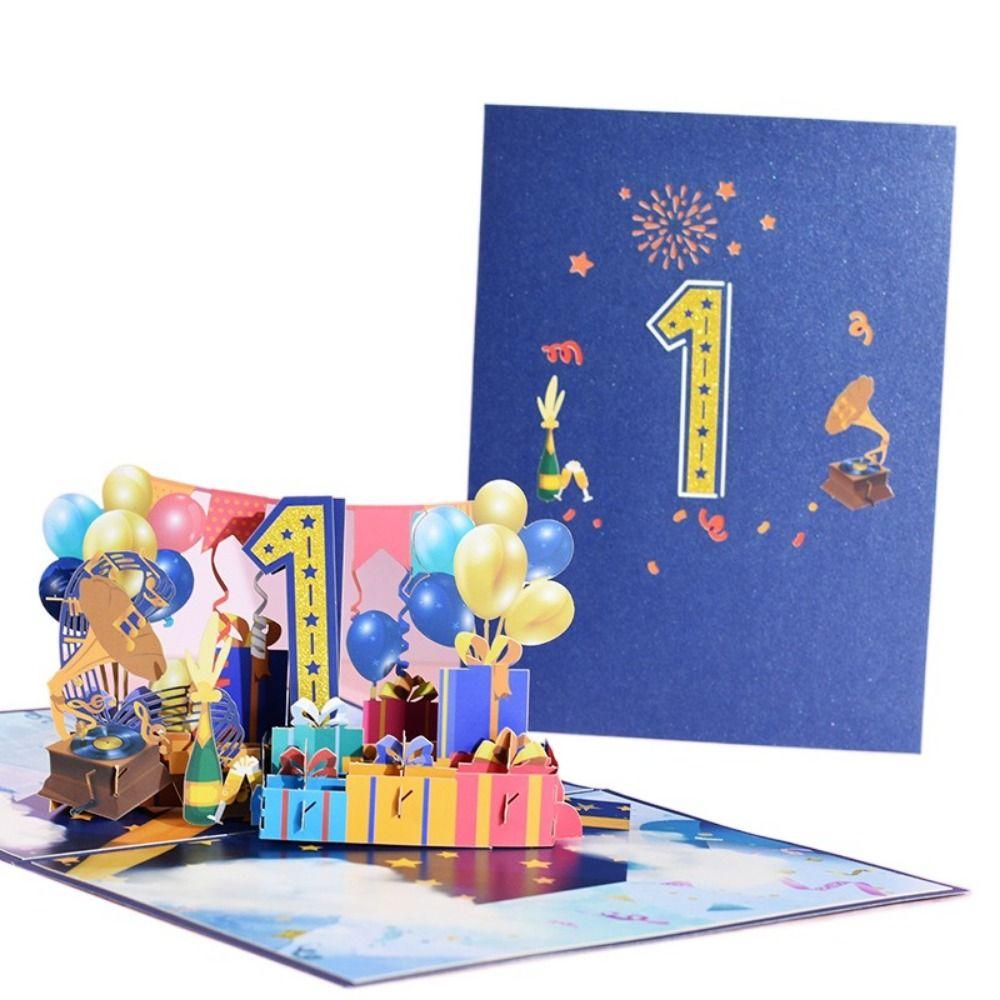 

Paper 3D Ballon Greeting Card Blue Memorial Day Pop Up Card 1-100 Anniversary Card Valentine s Day style 1