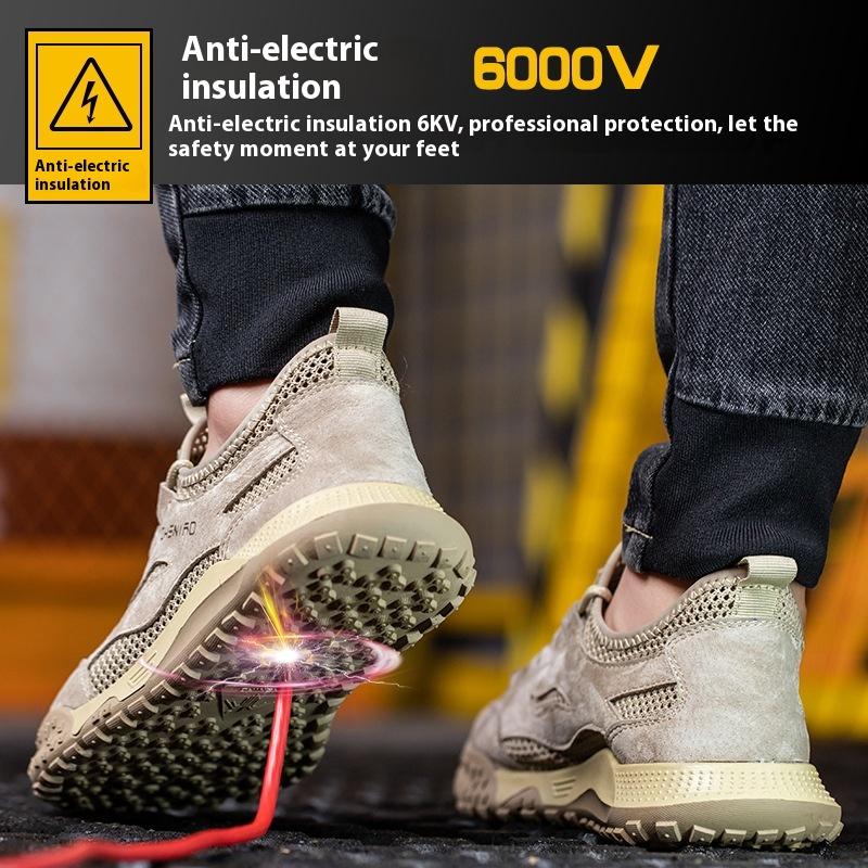 Anti-puncture Summer Safety Shoes Light Breathable Work Shoes with Plastic Toe 6kv Insulation Work Boots Safety Man Sneakers