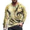 Men's 3D Printed Long Sleeve Casual Fashion Crew Neck T-Shirt Sports Daily Comfort Light Breathable Quick Drying Top