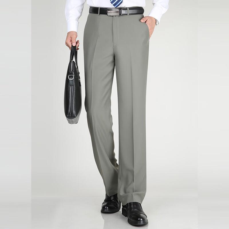 Men's Silk Blend Straight Fit Dress Pants