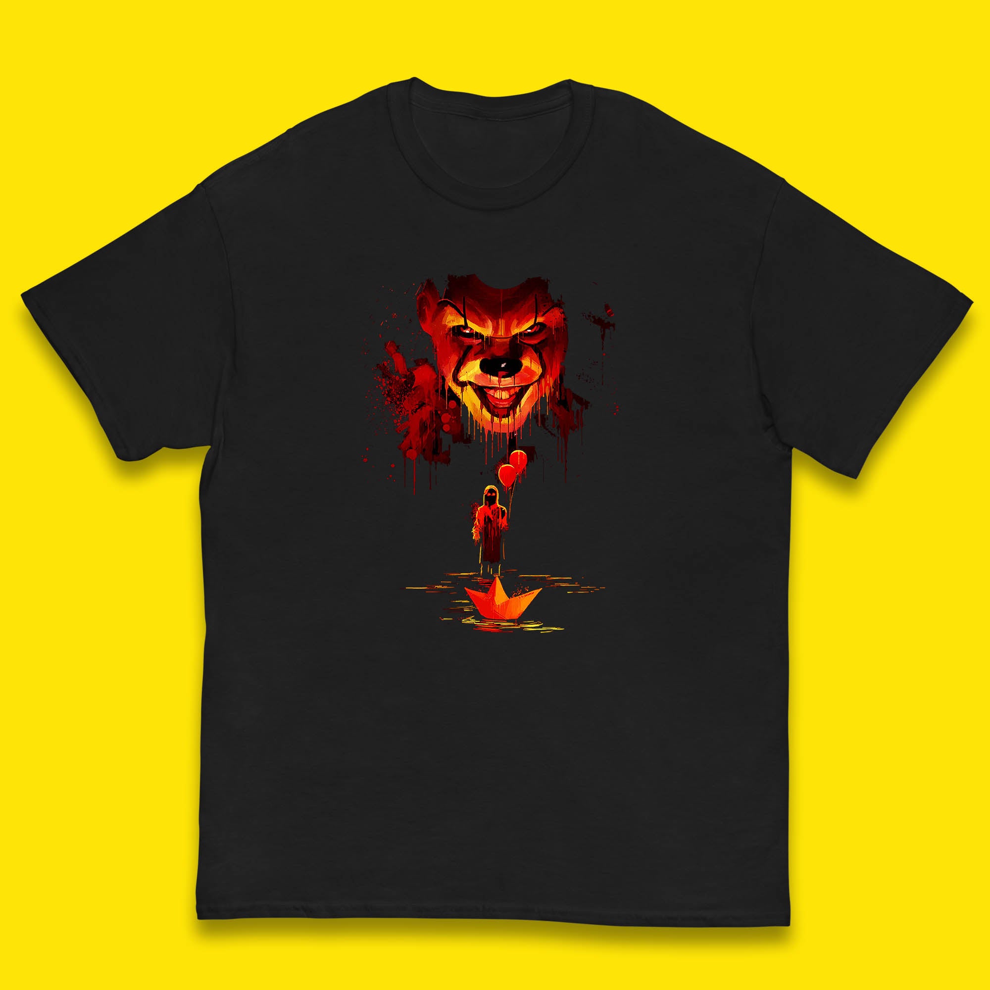 IT Clown Pennywise Halloween Horror Movie Character Serial Killer Clown Costume Kids T Shirt 130