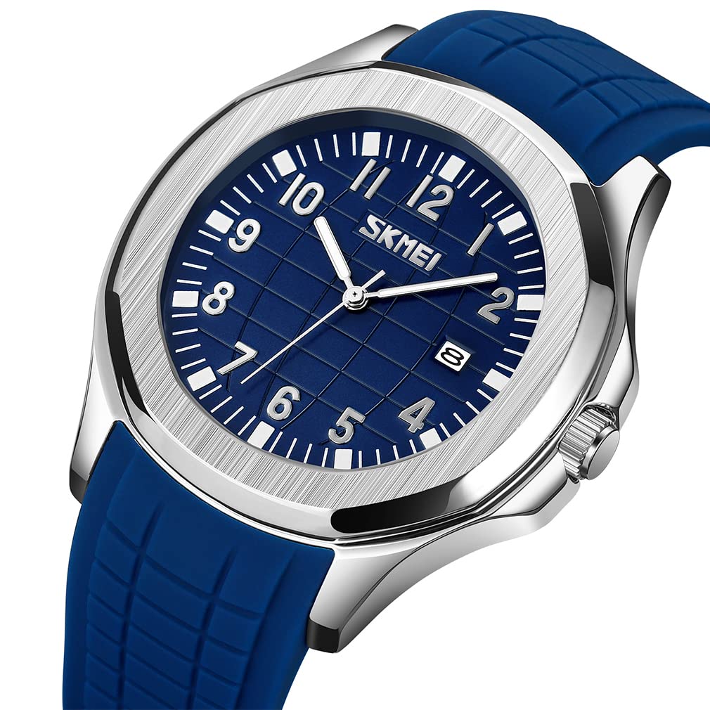 Silikon Sport Wasserdicht Armbanduhr Stilvoll Lässig Marke Analog Herrenuhr Große Arabische Ziffern Leicht Ablesbares Zifferblatt Datum Fluoreszierend Luxus