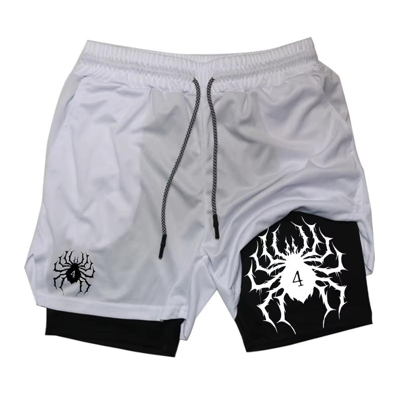 

Spider Print 2 in 1 Performance Shorts for Men Gym Workout Running Shorts with Phone Pocket Towel Loop Sport Activewear RL0610 XXXL
