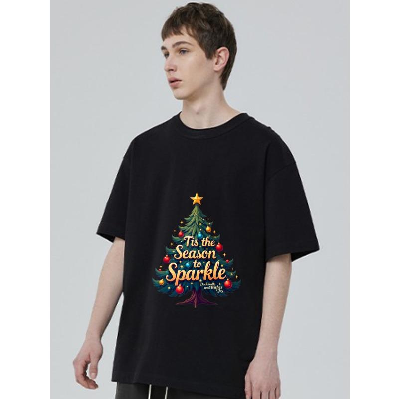 Christmas Tree T Shirt Black Sparkle Holiday Design with Season To Sparkle Text for Christmas Celebration