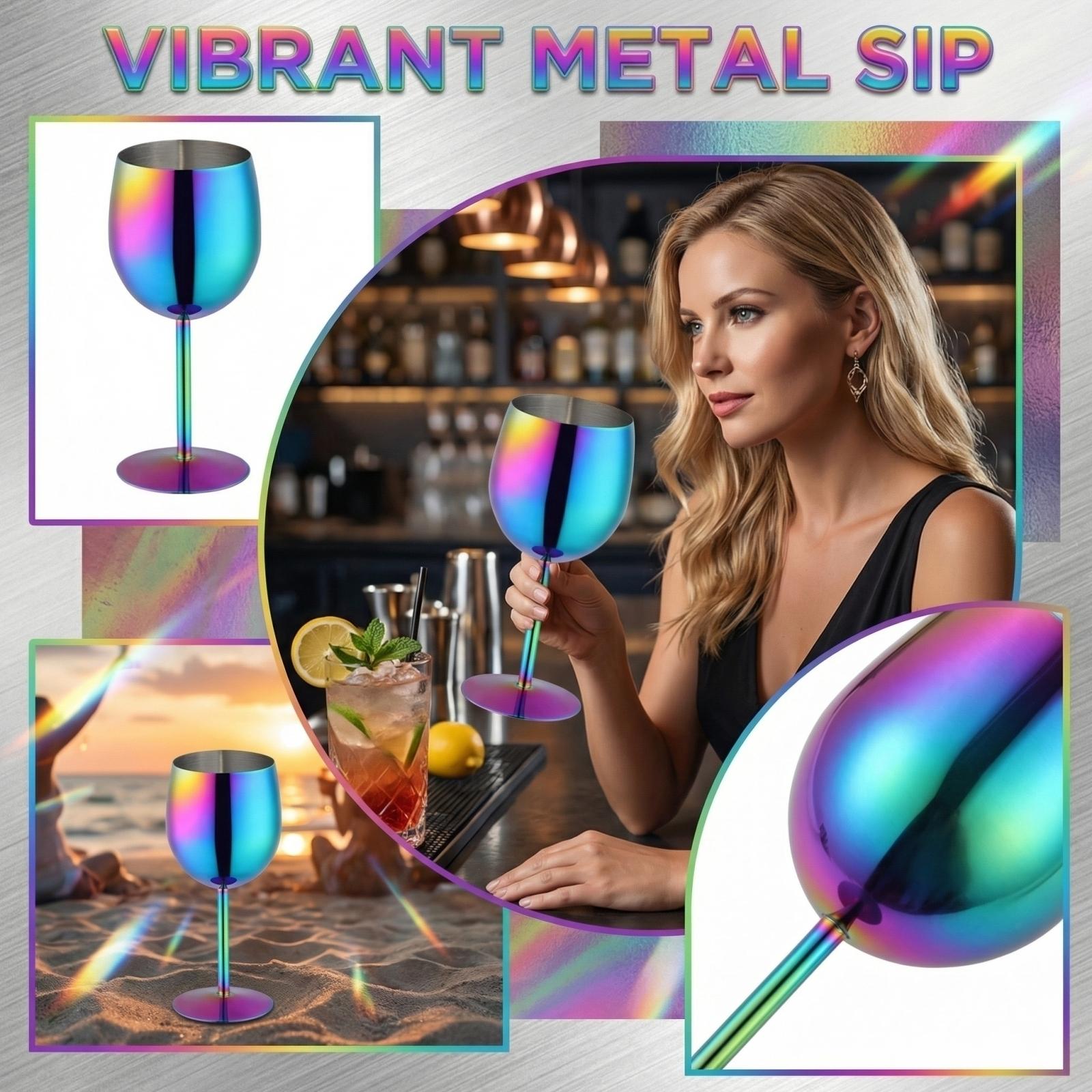 

Stainless Steel High Footed Red Wine Glass, Creative Metal Cocktail Glass one size
