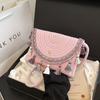 Summer New Woven Tassel Design Saddle Bag Vacation Trend Shoulder Messenger Bag Women