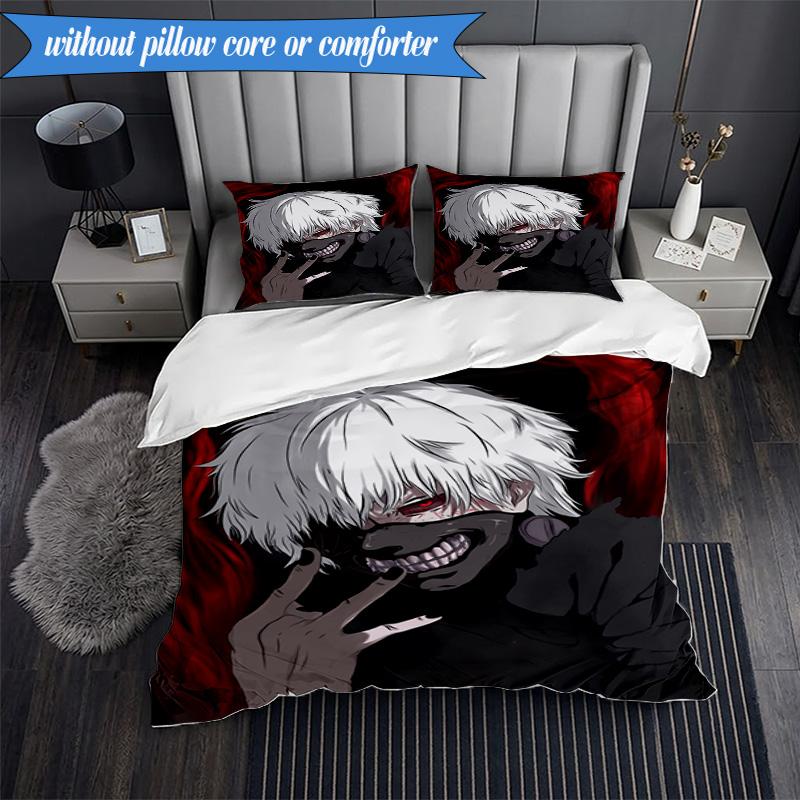 Tokyo anime Artwork 3pcs K-pop music group Bedding set,Ideal for Bedroom, Dormitory,Including Duvet Cover And 2pcs Pillowcases,Fan gifts