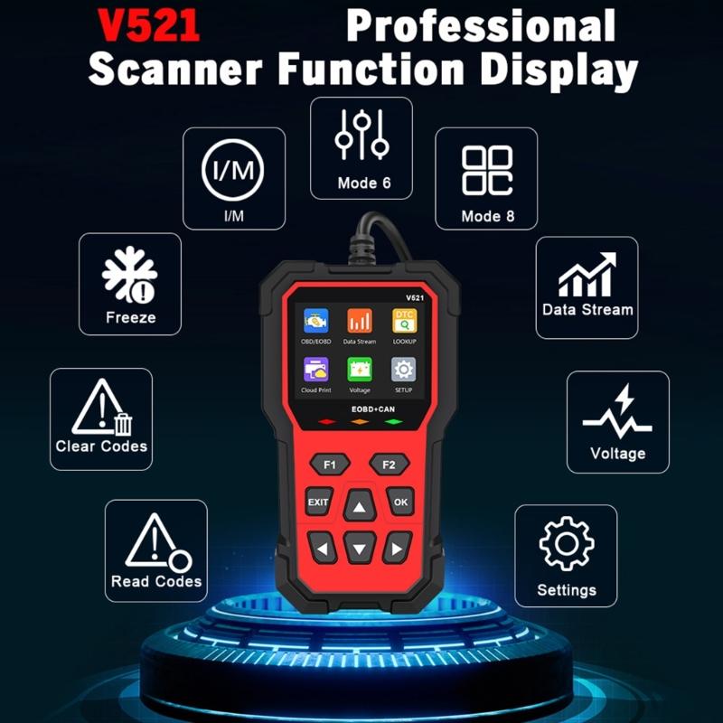 Multifunctional V521 OBD Car Diagnostic Scanner Tester Tool Suitable for Engine Fault Code Reading Quick Error Detection