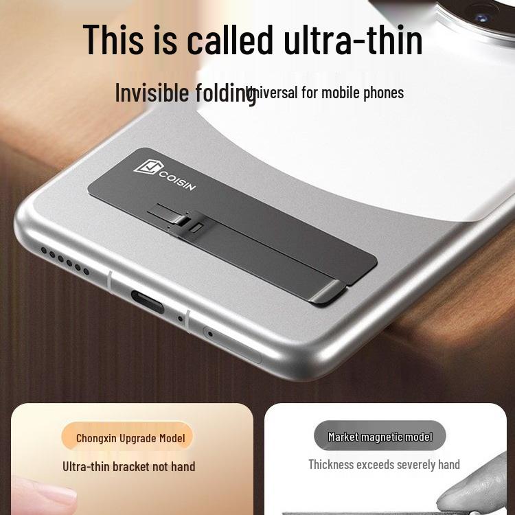 

Invisible Ultra-Thin Metal Phone Holder - Multi-Functional Folding Desktop Stand 1-pack Black Ultra-thin Metal