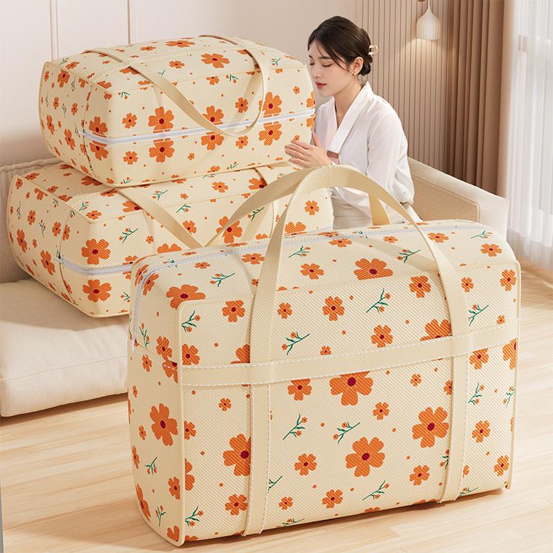 Large Capacity Floral Pattern Tote Bag For Home Use, Luggage, Moving, Dormitory, And Clothing Storage.