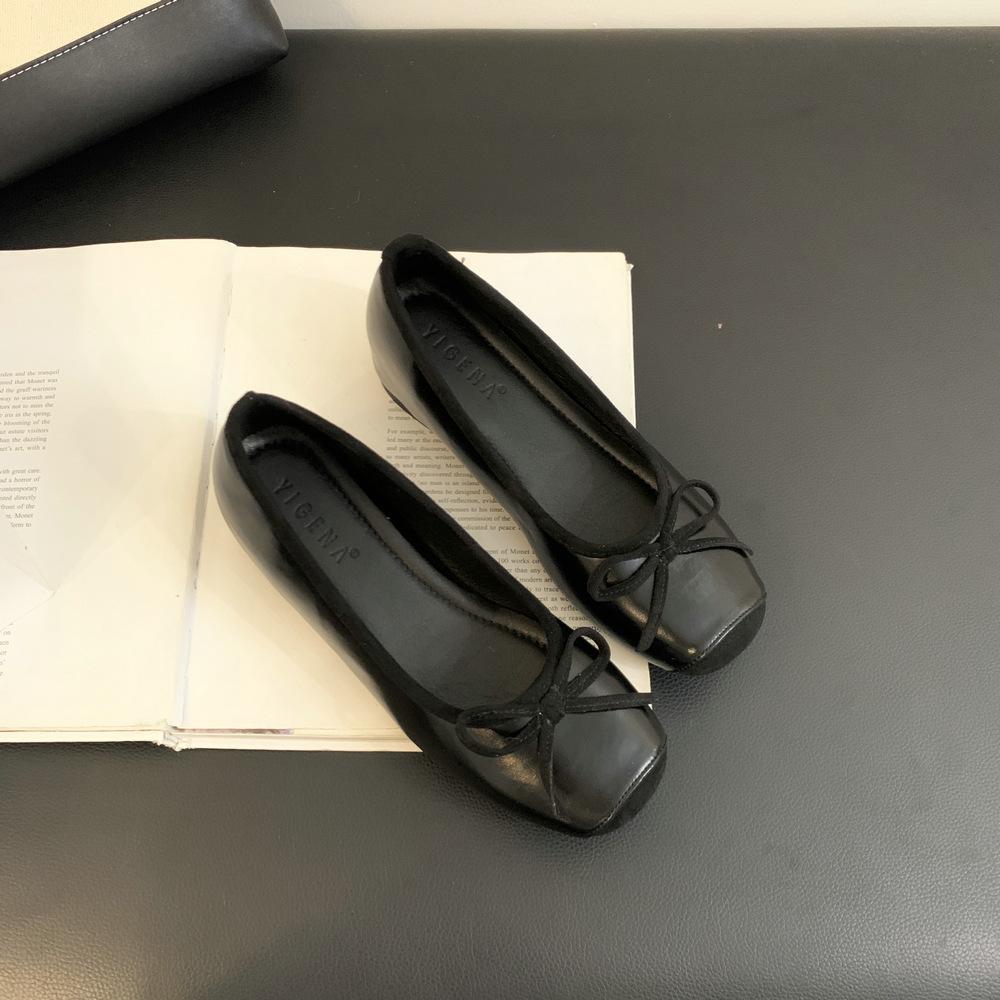 

YIGENA inner height increase 5cm bow gentle single shoes new fairy style grandma shoes shallow mouth Mary Jane shoes 39