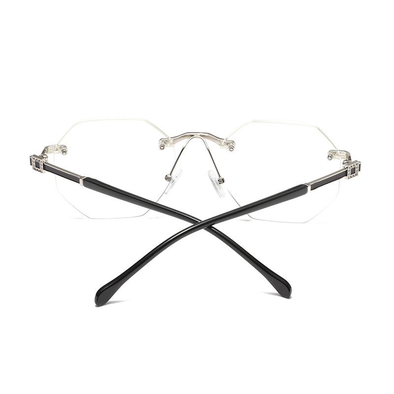 Rimless Cutting Reading Glasses Polygon Blocking Blue Light Computer Men Business Presbyopia Eyeglasses Goggle+1.0...+4.0 Unisex