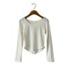 New ArrivalS Open RUn Women S Rayon Spandex U Neck Cropped Long Sleeve T ShirT
