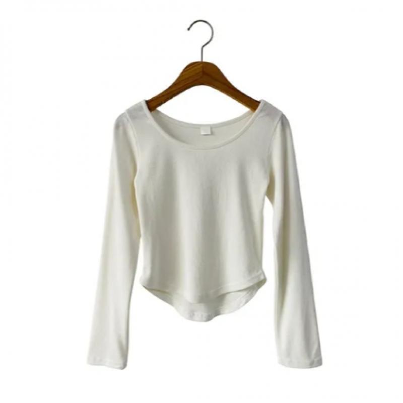 New ArrivalS Open RUn Women S Rayon Spandex U Neck Cropped Long Sleeve T ShirT