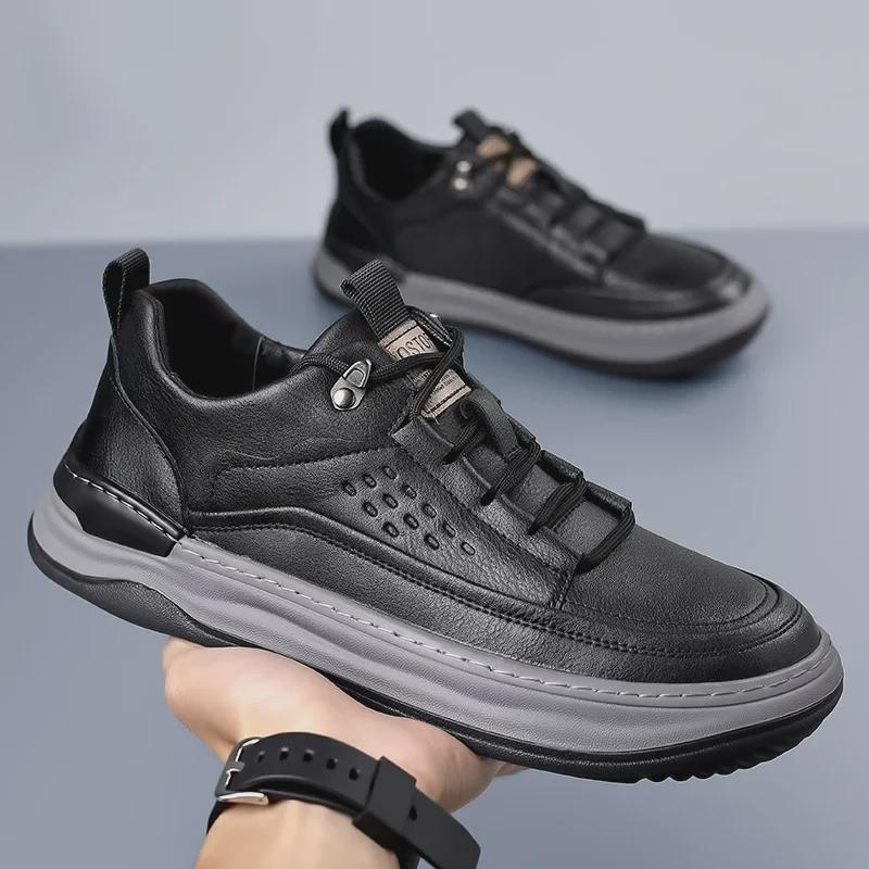 Trendy Soft-Soled Autumn Leather Men's Shoes: Fashionable, Casual, Low-Top, Versatile Crooked Head Clown Design