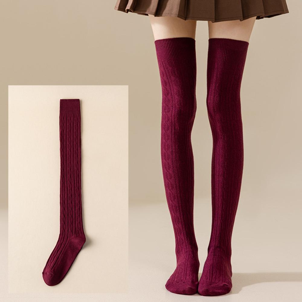 Solid Color Thigh Socks Japanese Long Tube Socks Long Stockings Autumn Winter Season for Women