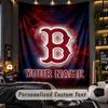 TapestryBoston Red Sox Custom Name Text Personalized Wall Hanging Tapestry Home Wall Decor