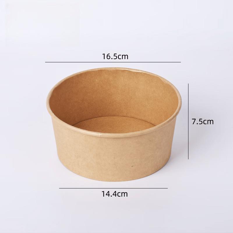 Disposable Kraft Paper Round Take-Out Bowls with Lids