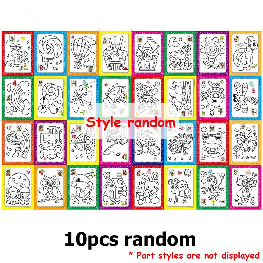 10/20pcs Double Sided Painting Card Cartoon Pattern Graffiti Cardstock Color Painting Paper Learning Painting Stationery