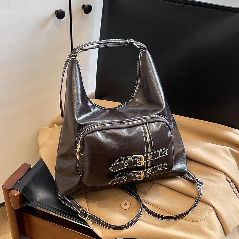 Fashion PU Leather Shoulder Bag Multifunctional Large Capacity Crossbody Bag Casual Underarm Bag Women KTB