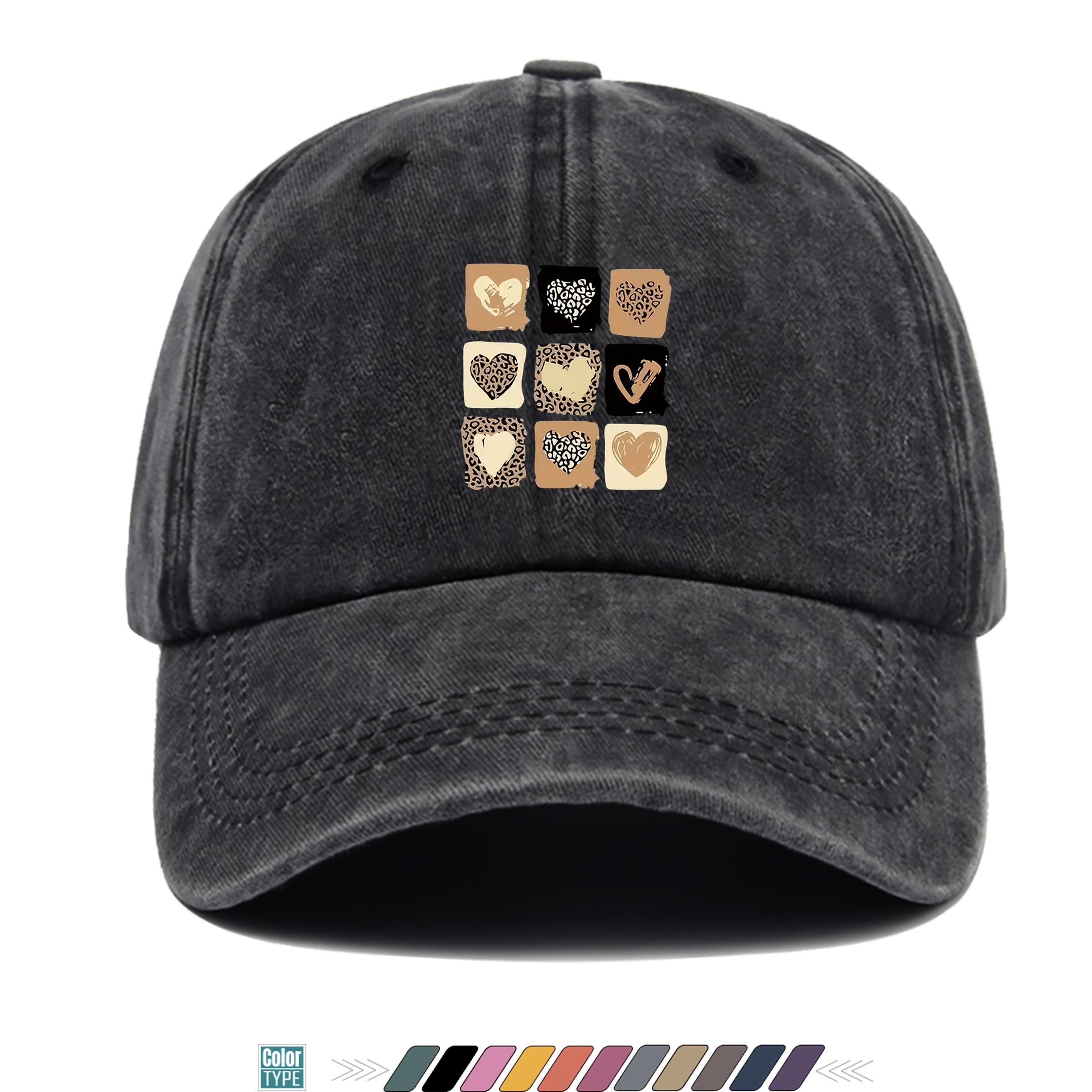 Outdoor Sports Couples Leopard Print Heart Baseball Cap Simple Design Fashionable Unisex Trucker Dad Sun Hat Mom Beach Vacat 1pc
