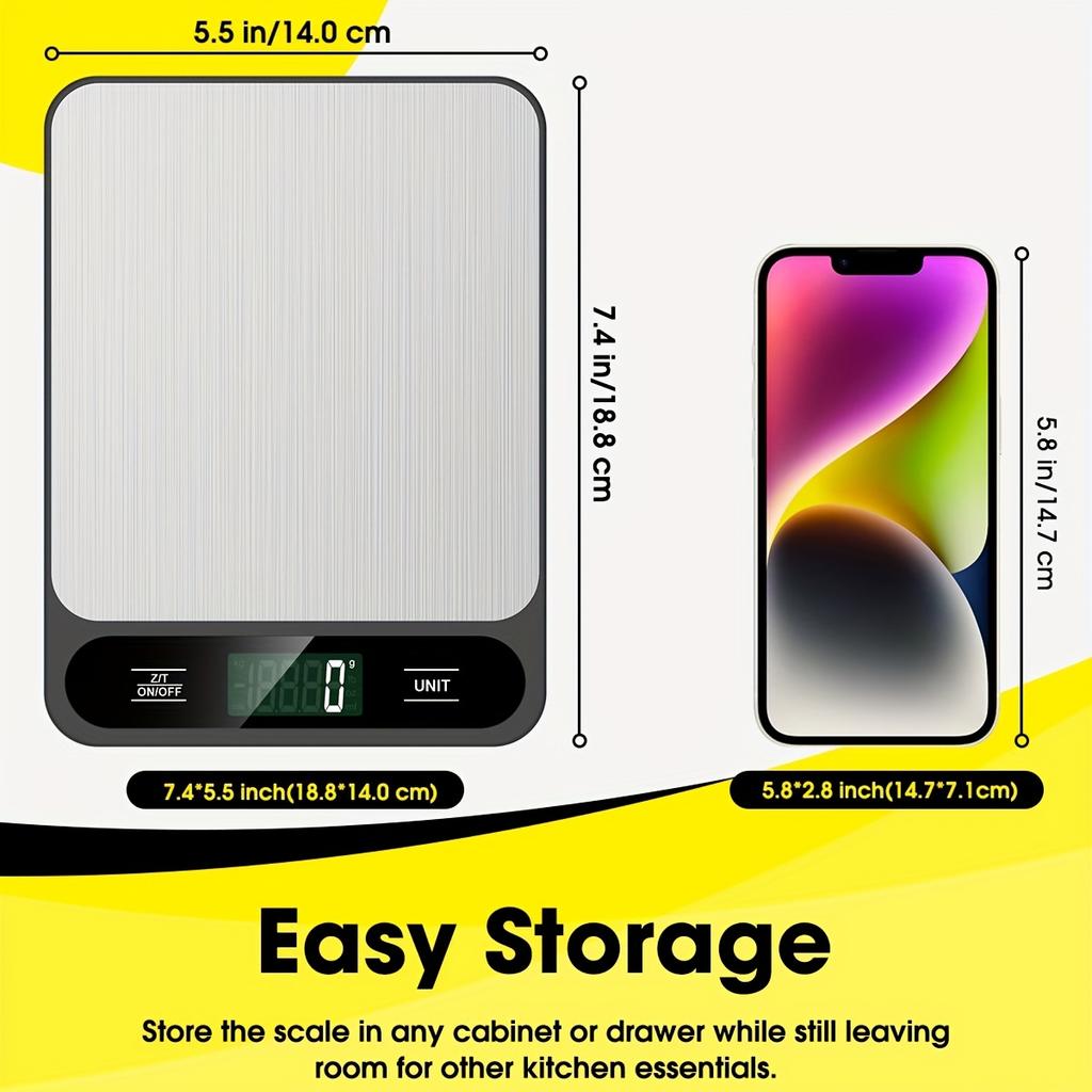 1pc, Food Scale Black, 22lb/10kg Digital Kitchen Scale Grams And Oz For Baking Cooking And Weight Loss, 1g/0.04oz Precise Graduation