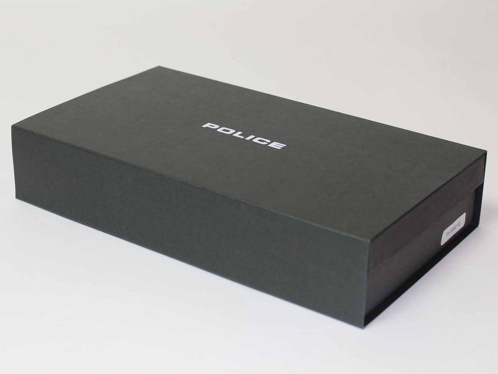 Police Long Wallet with Zipper, Wrinkled Leather, Italian Brand, Luxury (Navy)