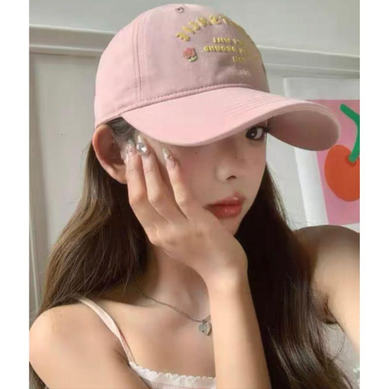 

Wig One-Piece Baseball Cap Women Spring/Summer Long Straight Twist Braid Natural Artificial Hair All-Match New Embroidery Fashion Pink + cold brown long straight hair