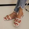 Fashion Women Slippers 2024 Summer Home Casual Fashion Shoes Versatile Rhinestone Sandals Summer New Luxury Flat Slippers Slides Women
