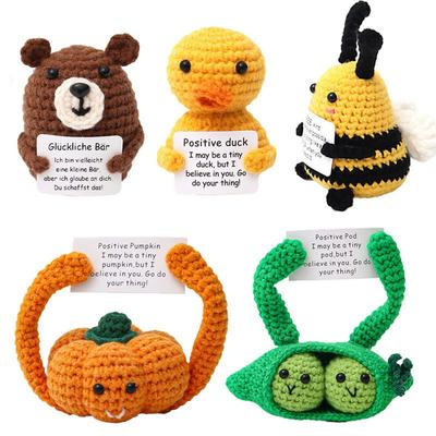 Creativity Handmade Positive Potatoes Doll With Card Home Decoration Knitting Pea Bee Potato Doll Office Interior Decorations