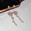 Sweet and Exquisite Zircon Diamond-set Beaded Fringed Romantic Earrings, Stud Earrings, Ear Pendants