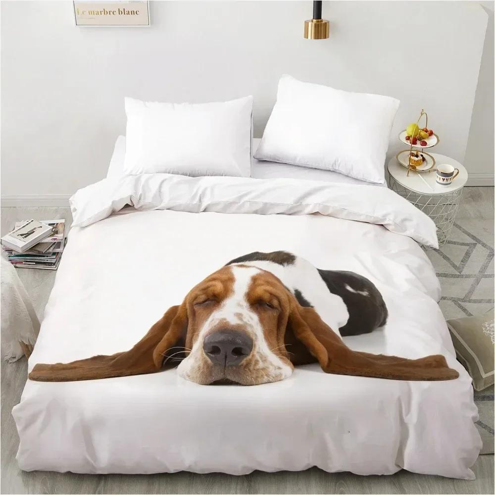 Animal Lie Down Dog Pet Bedding Set Boys Girls Twin Queen Size Duvet Cover Pillowcase Bed Kids Adult Fashion Home Textileextile