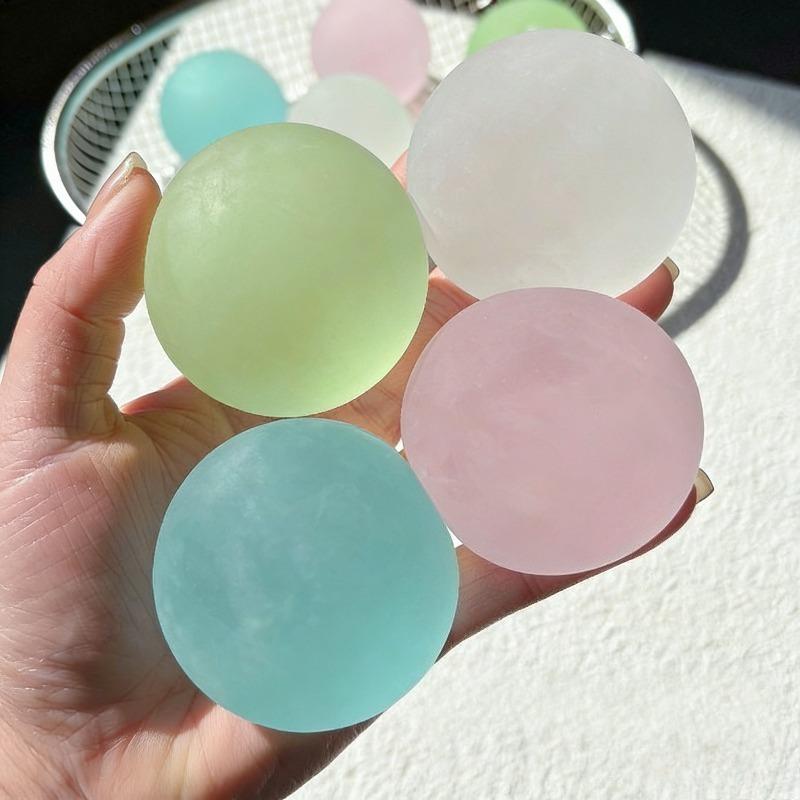 Squishy Blue Maltose Press Plaything Transparent Mochi Tactile Fidgeting Toy Coconut Oil Ball Slow-Rebound Decompression Toy X-Mas Gift