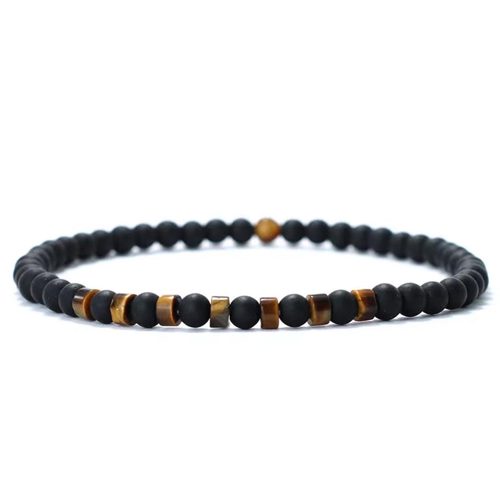 Fashion Mens Bracelet Natural Tiger Eyes  Small Stone 4mm Beads Braclet Homme Accessories Bohemia Beach Jewelry