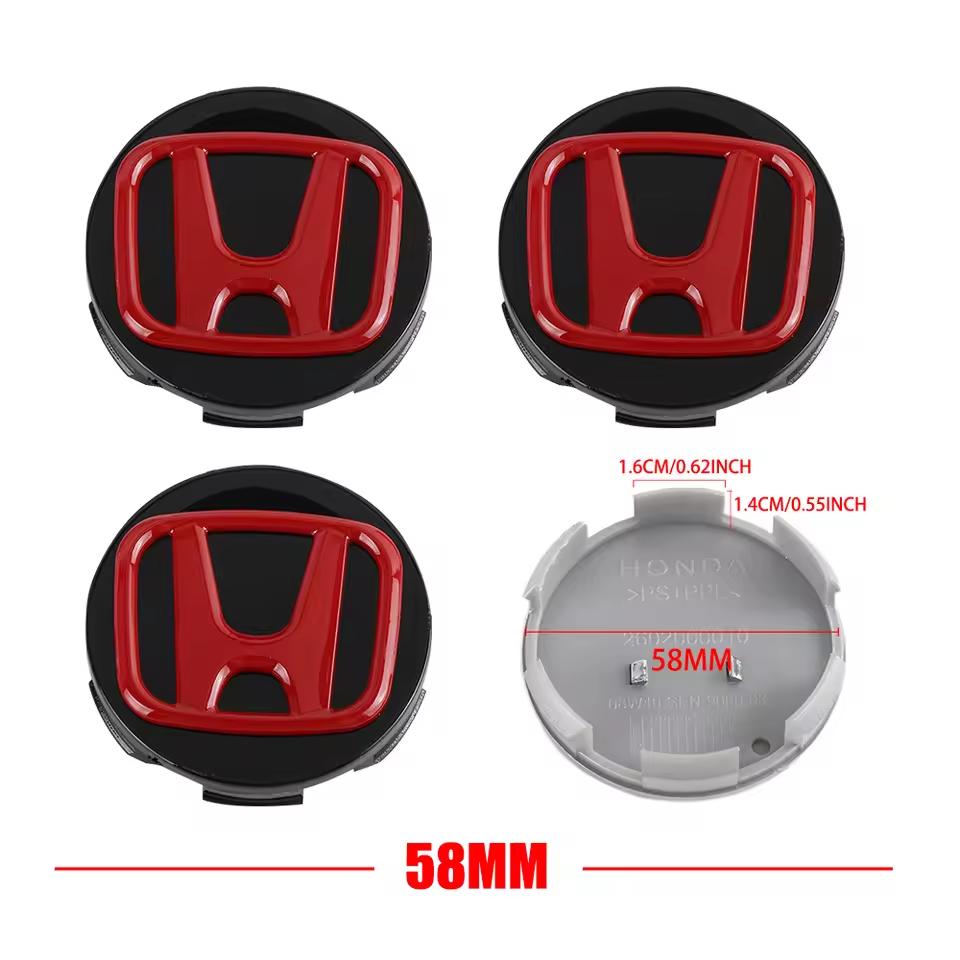 

4pcs Car Wheel Center Hub Caps Covers 58MM/69MM Compatible with Honda Civic Fit Jazz Accord Pilot CRV Odyssey Passport City HRV