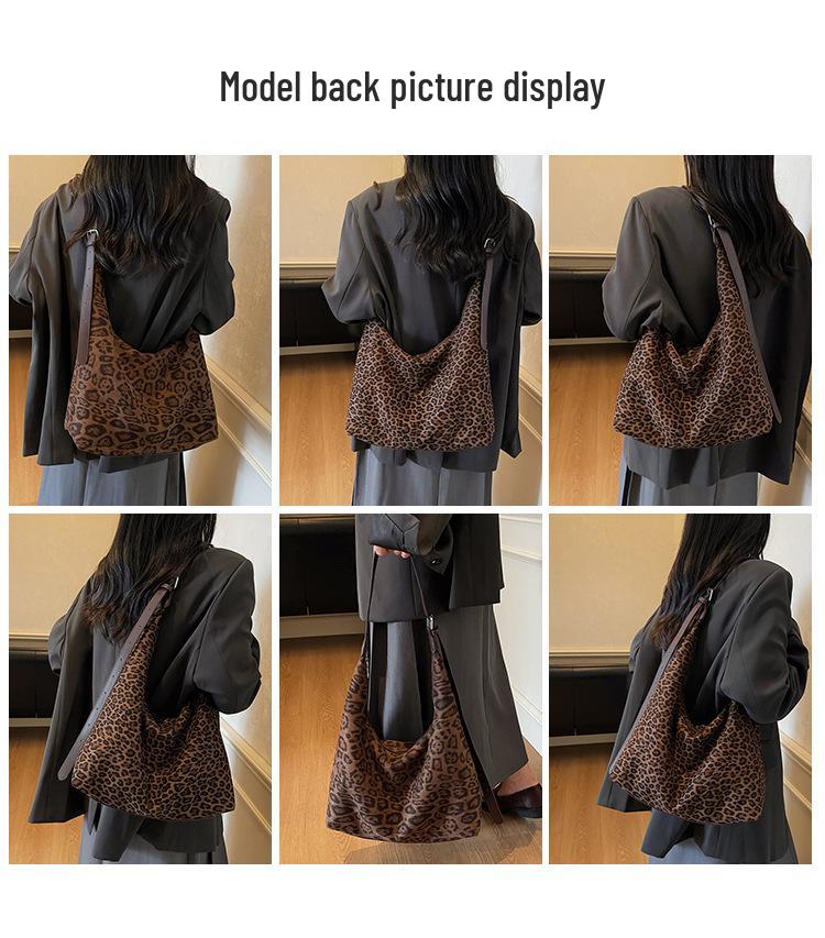 Retro Leopard Print Tote Bag - 2025 Autumn/Winter Collection, Large Capacity Shoulder Bag, Stylish Underarm Design for Women