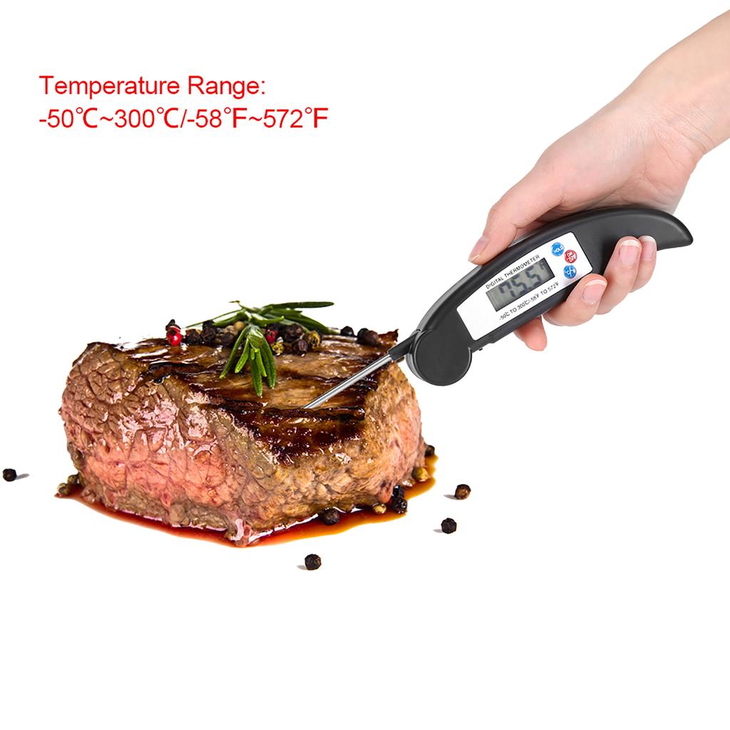 Matlagning Matnålstermometer för Kök BBQ Kötttemperaturmätning Svart