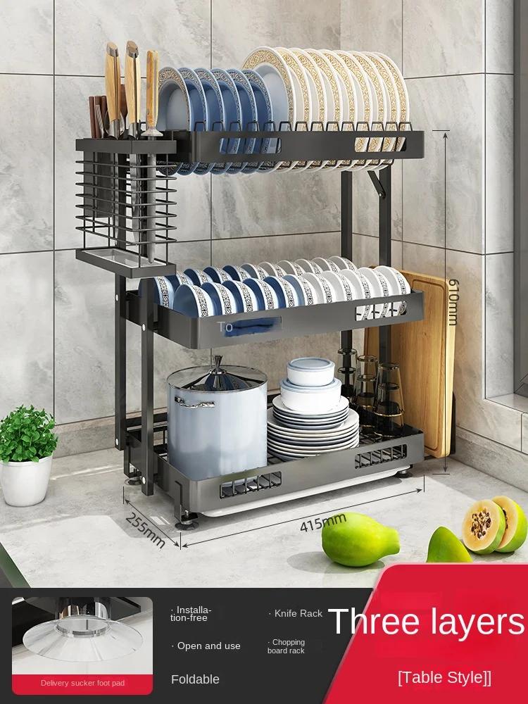 Wall Mounted Dish Drying Rack, Stainless Steel Hanging Bowls Drainer with Cutlery Holder, Drainboard, Plates Cups Storage Shelf