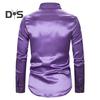 Men Shirt Club Dance Shirt Shiny Sequin Lapel Single Breasted Slim Fit Colorful Stripe Glossy Long Sleeve Performance Men Top