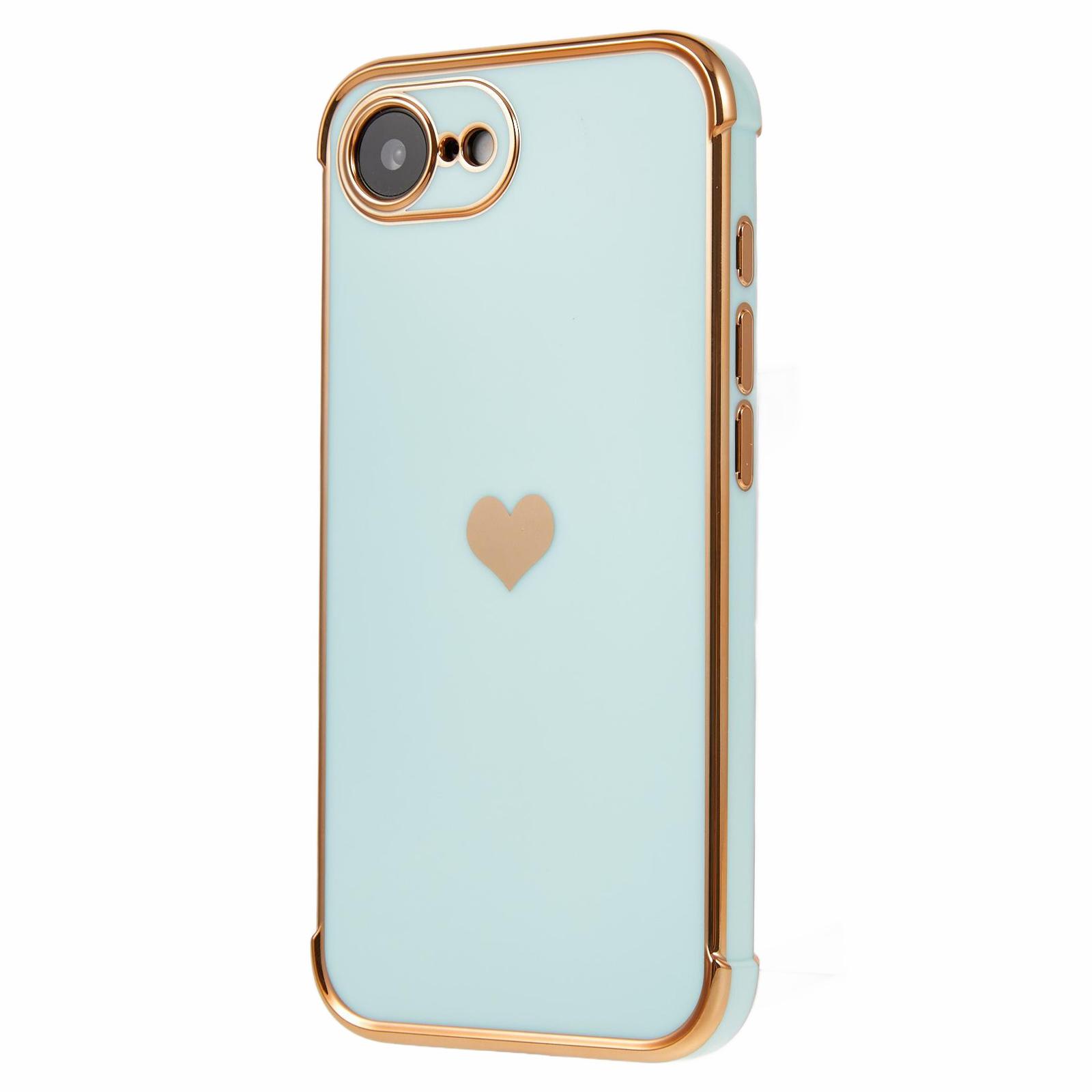 

For iPhone 16e Case TPU Phone Back Cover Electroplating Heart Pattern F