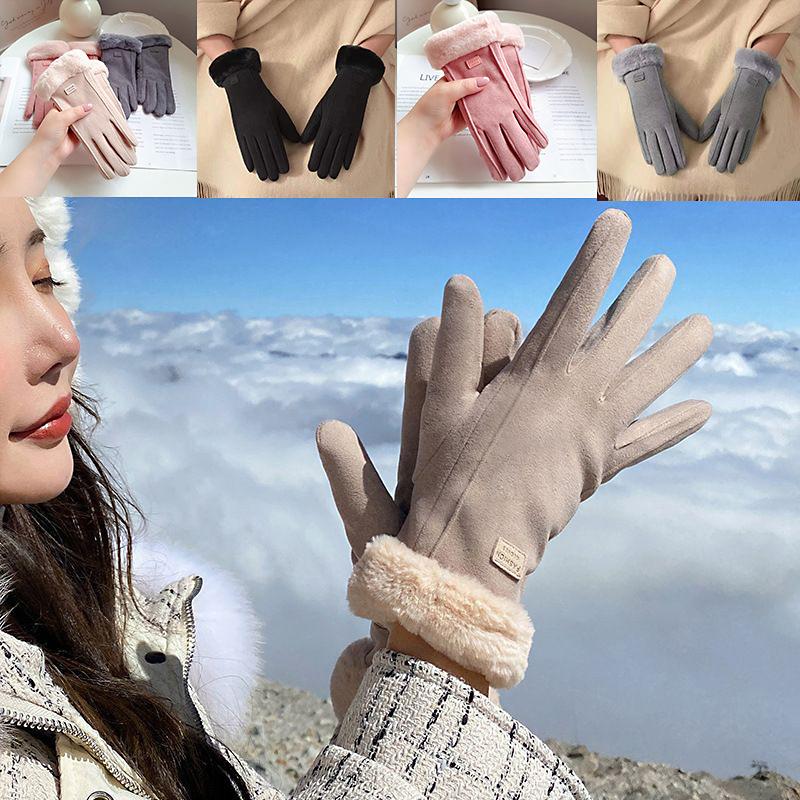 

German velvet gloves women s touch screen outdoor riding to keep warm one size fits all чорний